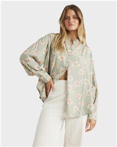 BILLABONG WOMENS MORE TO SEA BLOUSE PISTACHIO