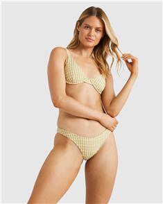 BILLABONG WOMENS WAVE CHECK RUBY BRA UNDERWIRE BIKINI TOP CELERY
