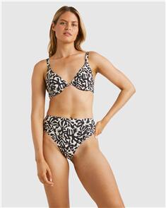 BILLABONG WOMENS PALM GROVE HIGH MAUI PANT BIKINI BOTTOM OFF BLACK