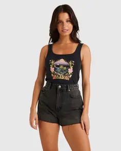 BILLABONG HIBISCUS PARADISE TANK TOP OFF BLACK