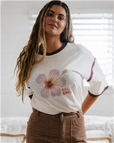 BILLABONG WOMENS ALL DAY PARADISE T-SHIRT SALT CRYSTAL