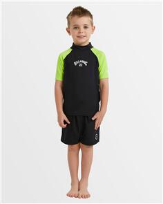 BILLABONG BOYS ALL DAY ARCH RASH VEST BLACK/NEON YELLOW