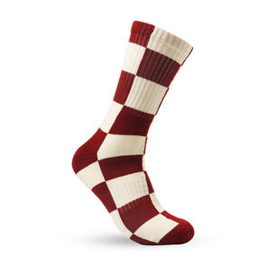 GLOBE SINGLES CREW SOCKS MAROON/NATURAL CHECK