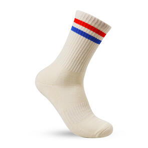 GLOBE SINGLES CREW SOCKS NATURAL/RED BLUE STRIPE