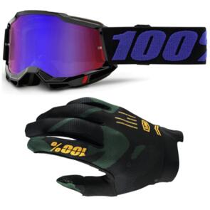 100% YOUTH ACCURI GOGGLE MOORE MIRROR +  ITRACK GLOVES
