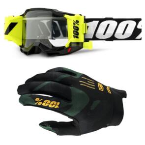 100% YOUTH 2022 ACCURI GOGGLE BLACK + ITRACK GLOVES