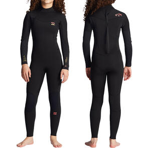 BILLABONG YOUTH 3/2MM SYNERGY BACK ZIP FLATLOCK FULLSUIT WILD BLACK