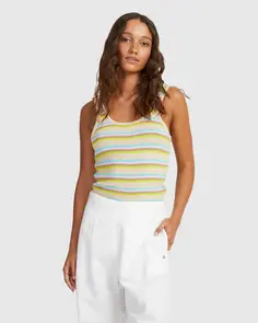 ROXY PLAYA DEL AMOR STRIPE TOP TAPIOCA SURF HAPPY S