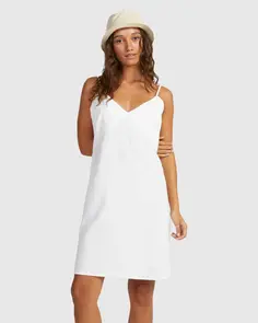 ROXY SANTORINI SLIP DRESS BRIGHT WHITE