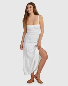 ROXY COSTA DEL SUD TIERED DRESS EGRET