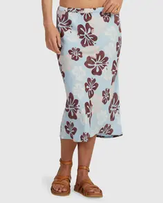 ROXY ALOHA SESSIONS MIDI SKIRT CLRSKYALOHASESHFLOR