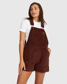 ROXY GREAT TIME CORDUROY OVERALLS CHOCOLATE