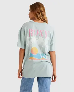 ROXY BRING THE GOOD VIBES TEE GBFC BLUE SURF