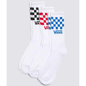 VANS CLASSIC CHECK CREW SOCKS WHITE BLACK/RED/BLUE