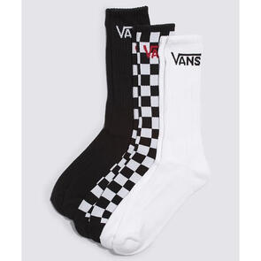 VANS CLASSIC CREW SOCKS BLACK WHITE CHECKER 3 PACK