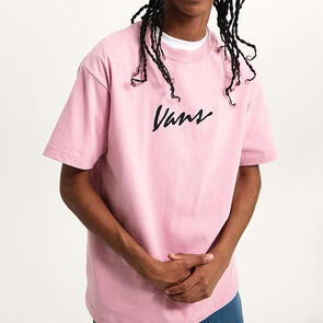 VANS CLASSIC SCRIPT SS TEE PINK DAWN BLACK