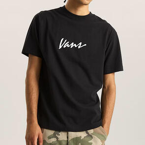 VANS CLASSIC SCRIPT SS TEE BLACK WHITE