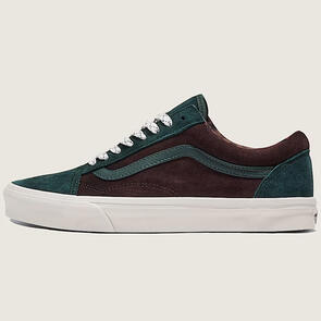 VANS OLD SKOOL PIG SUEDE PLAID SCARAB GREEN BROWN