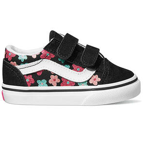 VANS TODDLERS OLD SKOOL V FLOWER GLITTER FLOWER POWER MULTI/TRUE WHITE