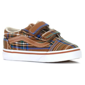 VANS TODDLERS OLD SKOOL V PLAID BROWN/BLUE