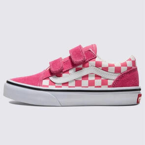 VANS YOUTH OLD SKOOL V COLOR THEORY CHECKERBOARD HONEYSUCKLE