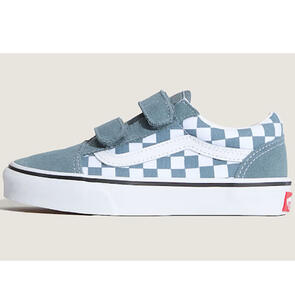 VANS YOUTH OLD SKOOL V COLOR THEORY CHECKERBOARD STORMY WEATHER