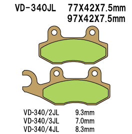 VESRAH VD340JL SINTERED METAL DISC PADS VESRAH. ALT: AX35135 SD340