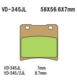 VESRAH VD345JL SINTERED METAL DISC PADS VESRAH. ALT: SD345