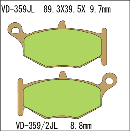 VESRAH VD359JL SINTERED METAL DISC PADS VESRAH. ALT: SD359