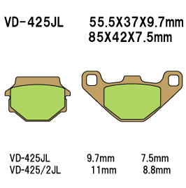 VESRAH VD425/2JL SINTERED METAL DISC PADS VESRAH. ALT: AX350673