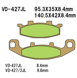 VESRAH VD427JL SINTERED METAL DISC PADS VESRAH. ALT: AX35129