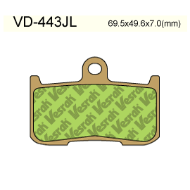 VESRAH VD443JL SINTERED METAL DISC PADS VESRAH. ALT: AX35347