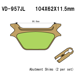 VESRAH VD957JL SINTERED METAL DISC PADS VESRAH