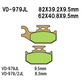 VESRAH VD979/2JL SINTERED METAL DISC PADS VESRAH. ALT: SD9792 AX35414