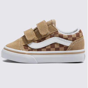 VANS OLD SKOOL V NEUTRAL CHECKERBOARD BROWN/TRUE WHITE NEUTRAL