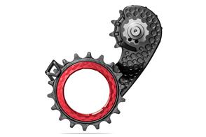 ABSOLUTE BLACK HOLLOWCAGE CERAMIC BEARING - CARBON DERAILLEUR CAGE FOR SHIMANO R9200 12SP RED