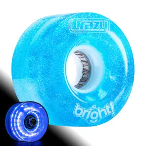 CRAZY SKATES 62MM BRIGHTS BLUE RED LED LIGHT UP ROLLER SKATE WHEELS (SINGLE WHEEL)