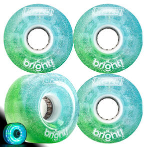 CRAZY SKATES 62MM BRIGHTS BLUE GREE LED LIGHT UP ROLLER SKATE WHEELS (SET OF 4)