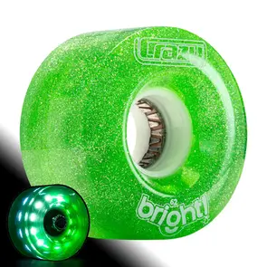 CRAZY SKATES 62MM BRIGHTS GREEN LED LIGHT UP ROLLER SKATE WHEELS (SINGLE WHEEL)