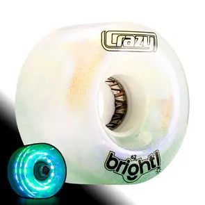 CRAZY SKATES 62MM BRIGHTS NEO TEAL LED LIGHT UP ROLLER SKATE WHEELS (SINGLE WHEEL)