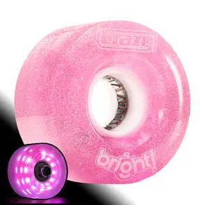 CRAZY SKATES 62MM BRIGHTS PINK LED LIGHT UP ROLLER SKATE WHEELS (SINGLE WHEEL)