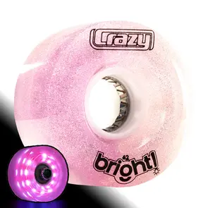 CRAZY SKATES 62MM BRIGHTS PINK PEARL LED LIGHT UP ROLLER SKATE WHEELS (SINGLE WHEEL)