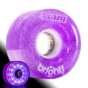 CRAZY SKATES 62MM BRIGHTS PURPLE LED LIGHT UP ROLLER SKATE WHEELS (SINGLE WHEEL)