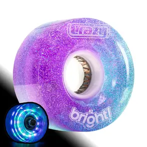 CRAZY SKATES 62MM BRIGHTS PURPLE TEAL LED LIGHT UP ROLLER SKATE WHEELS (SINGLE WHEEL)