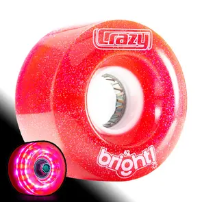 CRAZY SKATES 62MM BRIGHTS RED LED LIGHT UP ROLLER SKATE WHEELS (SINGLE WHEEL)