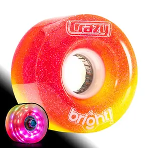 CRAZY SKATES 62MM BRIGHTS RED YELLOW LED LIGHT UP ROLLER SKATE WHEELS (SINGLE WHEEL)