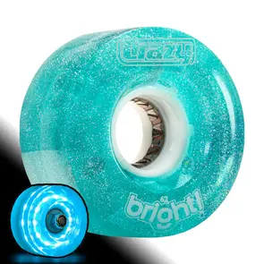 CRAZY SKATES 62MM BRIGHTS TEAL LED LIGHT UP ROLLER SKATE WHEELS (SINGLE WHEEL)