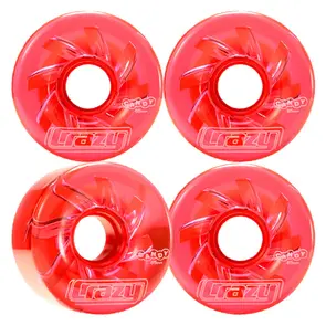 CRAZY SKATES 65MM WHEEL CANDY CHERRY RED OUTDOOR ROLLER SKATE WHEELS  (SET OF 4)
