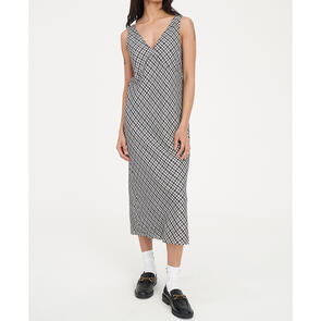 HUFFER ROONEY TIE MIDI DRESS BLACK/CHALK