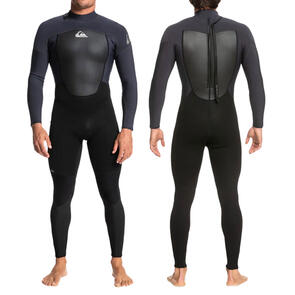 QUIKSILVER 3/2MM PROLOGUE BACK ZIP FLATLOCK STEAMER BLACK/JET BLACK